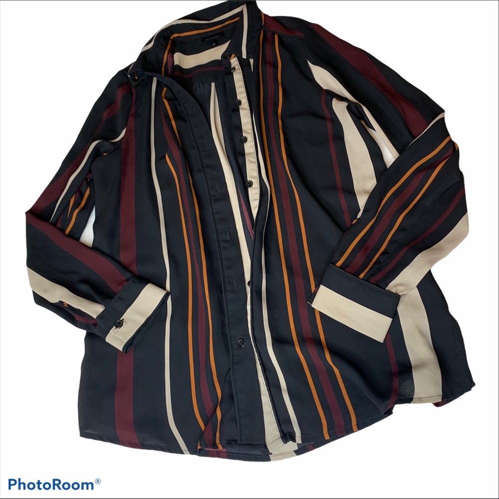 Who What Wear striped button up LS Dressy blouse